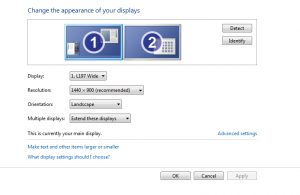 Dual monitor settings