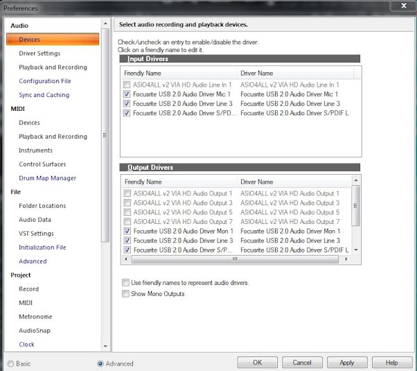 sonar preference screen