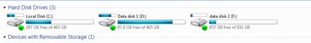 windows explorer showing hard drives